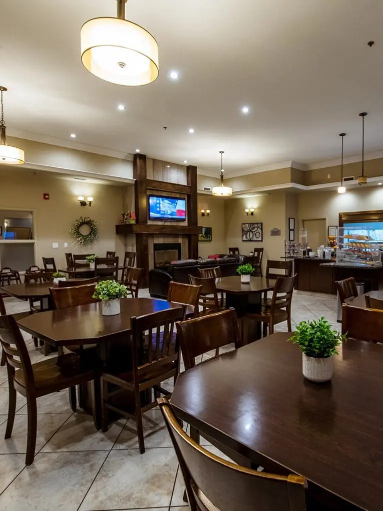 Dining and lounge area in the family-run hotel.